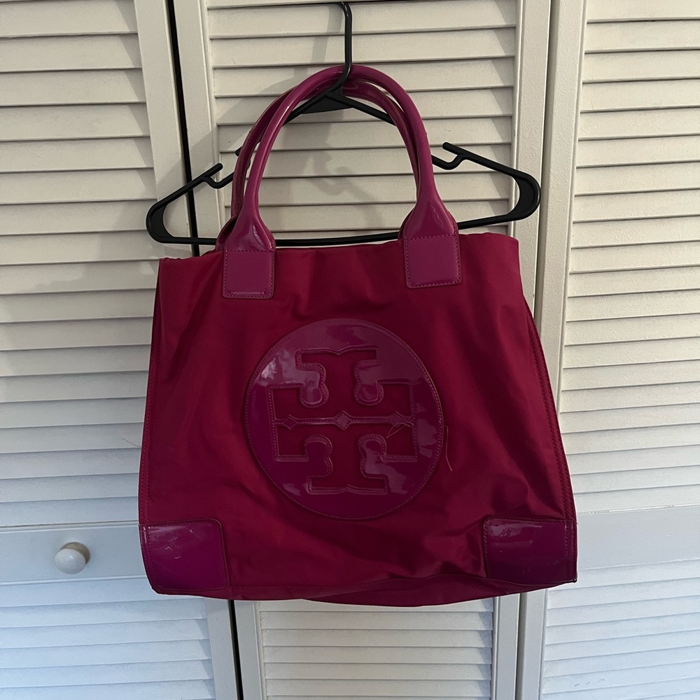 Crimson Red Tory Burch nylon tote